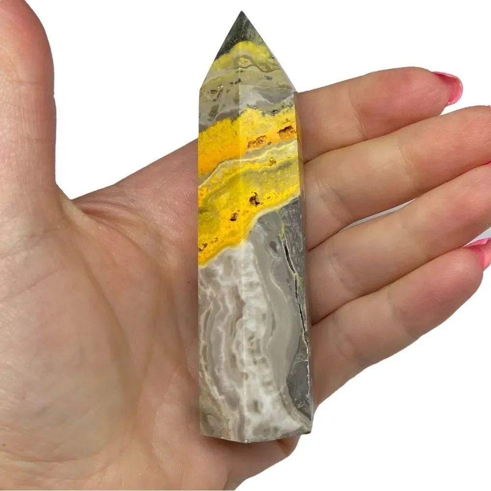 Bumblebee Jasper Tower Natural Stone Crystal Yellow Home Office Decor Gift